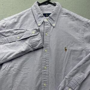 Ralph Lauren Oxford Button Down Shirt Mens Large Lavender Pony